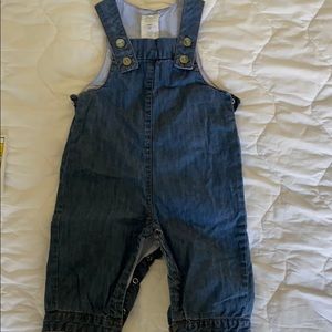 Denim suspenders shorts